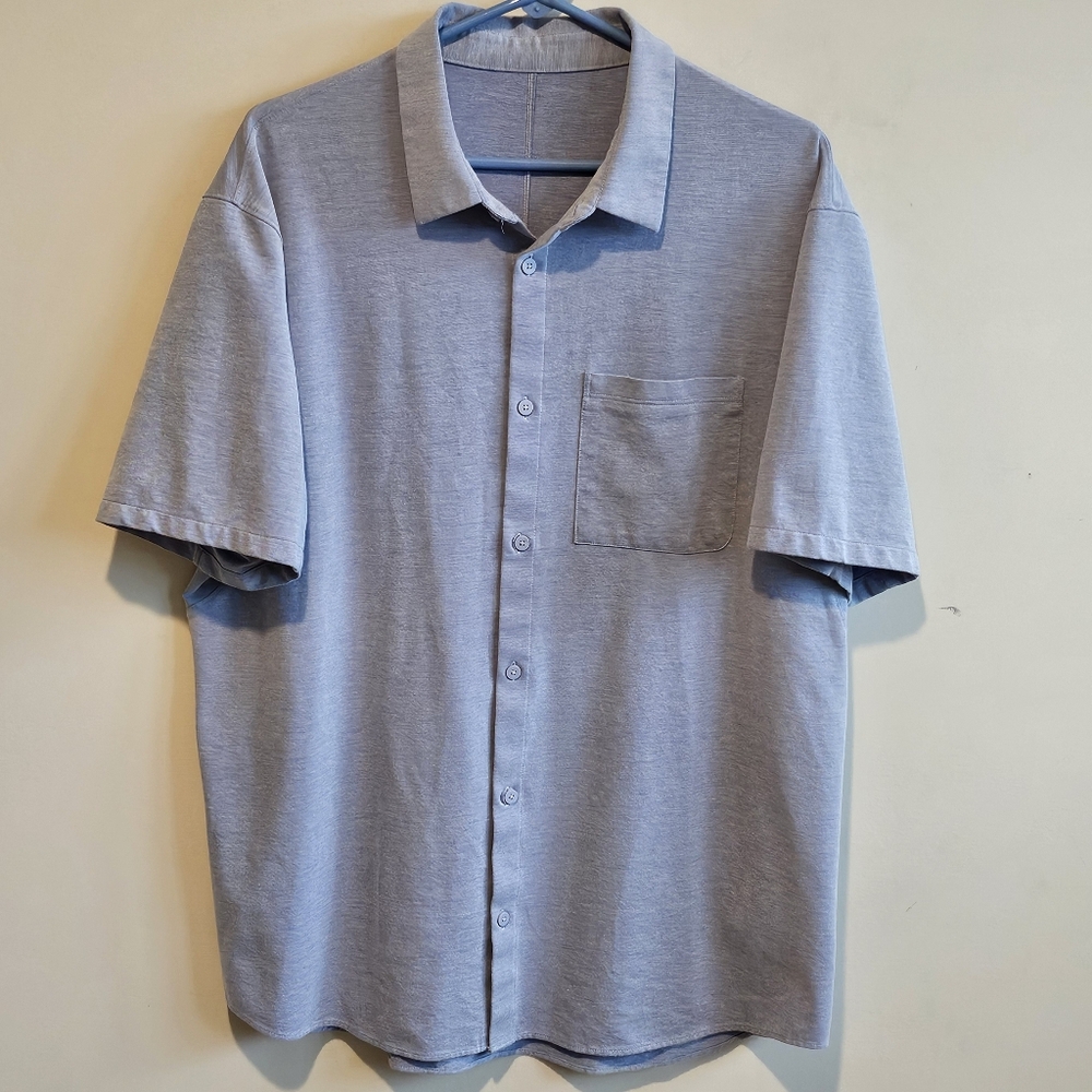 lululemon athletica Light Blue Short-Sleeve Button Down Shirt